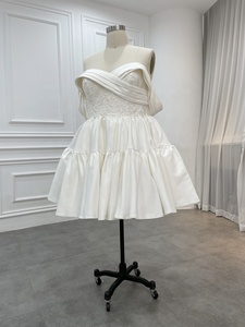 Custom Made Sweetheart Neck Ruched <strong>Top</strong> Lace Elegant Satin Curves <strong>Bride</strong> Plus Size Short Wedding Dress - Product Image 2