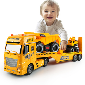 Camión <span class=keywords><strong>de</strong></span> <span class=keywords><strong>Juguete</strong></span> Dwi Dowellin Construction Carrier, Camión <span class=keywords><strong>de</strong></span> <span class=keywords><strong>Juguete</strong></span> <span class=keywords><strong>de</strong></span> 25.6 Pulgadas con Excavadora y Camión Volquete - Product Image 1