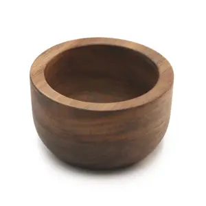 Wholesale Custom Acacia Wood Polished Fruit & Salad Wooden Bowls Serving Bowl for Kitchen Restaurant