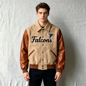 Giacca Varsity da <span class=keywords><strong>Uomo</strong></span> Personalizzabile con Ricamo e Maniche in Pelle, Bomber Letterman con Logo Personalizzato, Giacca Varsity in Misto Lana, MOQ 10 Pezzi - Product Image 3