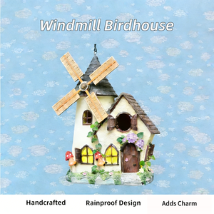 Wat dan ook, waterdicht handgemaakt beschilderd wit huis vogelhuisje ornament buitenplaats tuin balkon hars desktop decoratief - Product Image 2