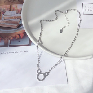 Collier asymétrique Mickey Mouse ajouré en argent sterling S925, style vintage vieilli, cadeau tendance - Product Image 2