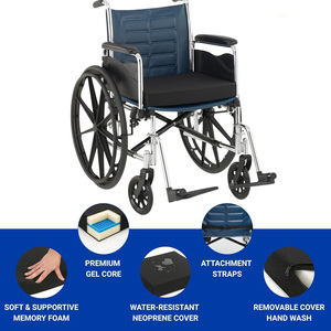 Cojín de espuma viscoelástica para silla de ruedas con correa de seguridad, 18x16x3 pulgadas, extraíble, lavable, alivia la presión, soporte para glúteos, para personas mayores - Product Image 5