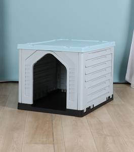 กรงสัตว์เลี้ยงขนาดเล็ก,กรงสุนัขพลาสติกแบบวางซ้อนกันได้บ้านสุนัขกลางแจ้งหลังคาเรียบทนทาน - Product Image 2