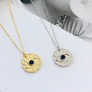 Набирающие популярность с клипсами Дурной глаз ожерелье Micro Pave Цирконий Серебро 925 из белого золота 18K Gold Eye подвески