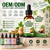 Gouttes liquides OEM de Maca, Ashwagandha et Poivre Noir, à base de racines de Maca, de racines d'Ashwagandha et d'extrait de Poivre Noir, pour adultes, fourniture directe usine