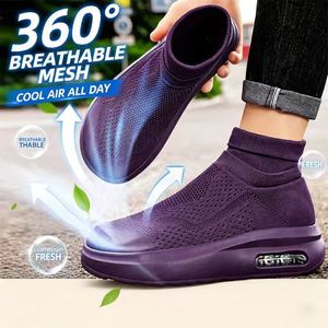 Sneakers a Calzino Integrate in Maglia, Modello Slip-On, Leggere e Traspiranti per l'Estate, con Ammortizzazione e Suola Rialzata, Scarpe Casual da Passeggio - Product Image 2