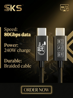 Câble USB4 80 Gbps 240 W en nylon tressé Type C vers Type C, charge rapide, transfert de données haute vitesse pour mobile et ordinateur portable