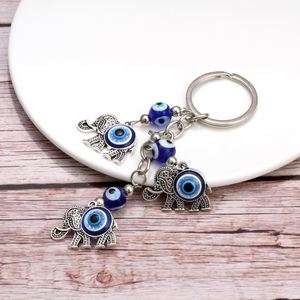 Best Sellers Alloy Turkish Evil Blue Eye 3 Lucky Elephants Pendant Keychain for Users - Product Image 6