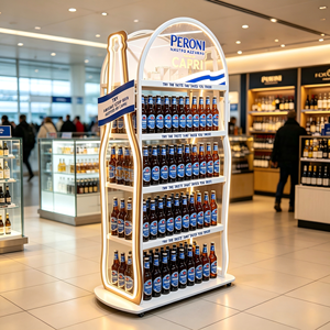 Exhibidor <span class=keywords><strong>de</strong></span> Metal <span class=keywords><strong>de</strong></span> 4 Niveles con Forma <span class=keywords><strong>de</strong></span> Botella <span class=keywords><strong>de</strong></span> Cerveza con Luz LED Personalizada para Supermercados, Bares y Tiendas Libres <span class=keywords><strong>de</strong></span> Impuestos - Product Image 4