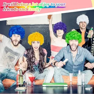 Perruque ronde bouclée Clown coiffure Cosplay enfants adulte explosant fête accessoires fête chapeau décoration Football Fans <span class=keywords><strong>Afro</strong></span> perruque - Product Image 4