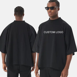 T-shirt unisexe à col montant pour homme, coupe ample, 100 % coton, respirant, écologique, style hip-hop, modèle 2024 - Product Image 1