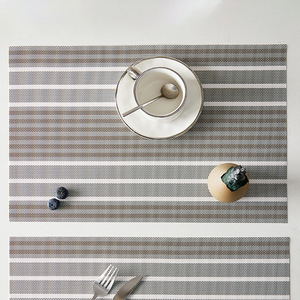 Placemats Woven Heat Resistant Striped Table Mats For Home <b>Coffee</b> Shop Use Yellow <b>Green</b> Blue Light Brown Gray <b>Machine</b> Washable - Product Image 2