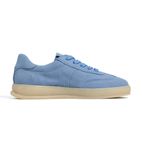 Zapatillas Deportivas Casuales Unisex de Gamuza Azul Claro con Plataforma y Cordones, Cómodas, Antideslizantes y Acolchadas para Caminar