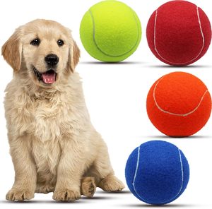 Balles de tennis colorées et résistantes pour animaux de compagnie, en caoutchouc durable, interactives et couineuses, pour l'entraînement et le jeu de rapport du chien, faciles à attraper - Product Image 1