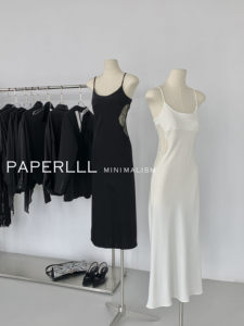 <span class=keywords><strong>Robe</strong></span> <span class=keywords><strong>longue</strong></span> d'été sexy unie sans bretelles en satin fin blanc respirant avec dentelle ajourée à la taille, <span class=keywords><strong>mi</strong></span>-<span class=keywords><strong>longue</strong></span>, style sling - Product Image 5