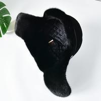 Sombrero con orejeras de piel de visón auténtica de invierno, gorras de trampero de cuero auténtico para hombres, sombreros de piel de invierno de zorro Natural Ushanka ruso
