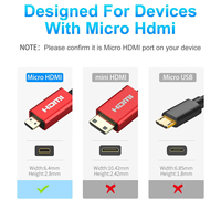 Cable Micro HDMI a HDMI Xput Ultra Delgado y Corto de 1M 3.3FT 2.5mm, 48Gbps 8K60Hz 4K120Hz HDR Dinámico EARC para Cámara y PC