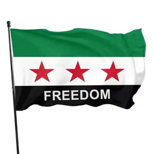 Livraison rapide en 48h Produit promotionnel Drapeau de la révolution syrienne 3x5 pieds 100% polyester Oeillets en laiton Mât de drapeau en aluminium Imperméable - Product Image 3