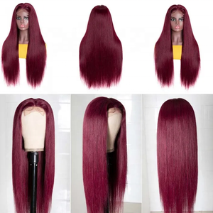 Parrucche invisibili del merletto di <span class=keywords><strong>Ayt</strong></span> 13x6 HD parrucche brasiliane dei capelli umani ricci borgogna 99j parrucche anteriori del merletto dell'onda riccia del corpo colorato - Product Image 2
