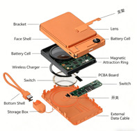 Batterie externe magnétique sans fil 10000mAh 22.5W à charge rapide avec câble intégré, écran LED, support et chargeur portable Type-C – Vente en gros OEM