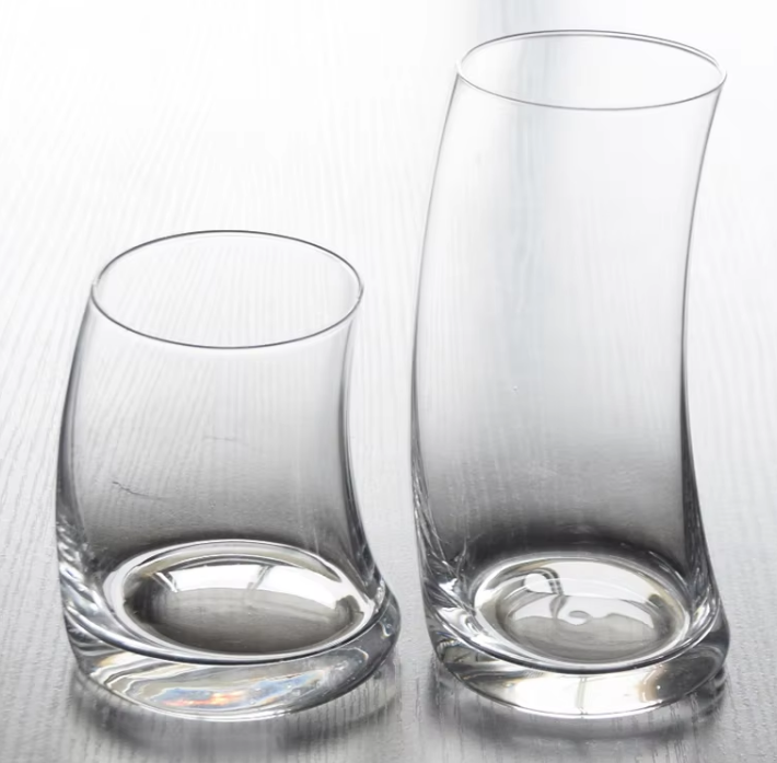 ビカラ ステンレスコップ クリアカップ 曲がった曲がったガラス