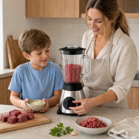 Blender en verre 300W 1500ml, vitesse variable, mixeur, presse-agrumes, moulin à épices, appareil de cuisine domestique de table, en acier inoxydable
