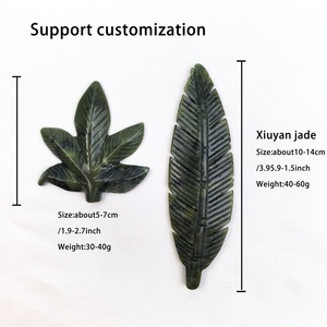 คริสตัลธรรมชาติแกะสลักด้วยมือพลอยสีเขียว<span class=keywords><strong>ใบ</strong></span>เมเปิ้ล Xiuyan ขัดใบหยกสำหรับตกแต่งบ้าน - Product Image 3