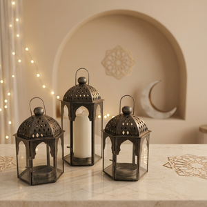 Wholesale Black Iron <b>Moroccan</b> Lanterns Set of 3 for Home Wedding Christmas Tabletop & Hanging <b>Decoration</b>-Handmade Durable - Product Image 2