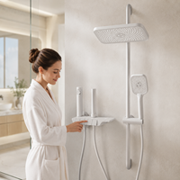 Ensemble de douche thermostatique en laiton haut de gamme personnalisé avec affichage numérique, interrupteur à boutons type touches de piano et fonction pluie