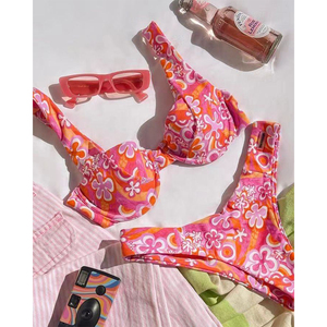 Bộ <span class=keywords><strong>bikini</strong></span> dây buộc họa tiết hoa, đồ bơi tam giác dây nhỏ, đồ bơi nữ nhãn hiệu riêng, mẫu mới dành cho nữ 2025, <span class=keywords><strong>bikini</strong></span> đặt may riêng - Product Image 4