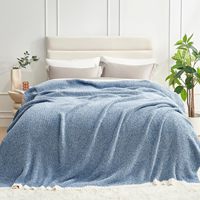 Mantas Azules para Sofá, Mantas Reversibles Súper Suaves y Cálidas, Mantas Acogedoras de Punto, Mantas de Felpa para Sofá, Cama, Regalo