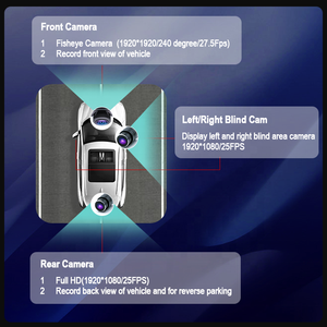 Camera hành trình 360 độ 3 ống kính, camera DVR 2K, camera gương chiếu hậu, ghi hình vòng lặp, camera hành trình toàn cảnh 360 độ - Product Image 4