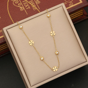 Kalung Cinta baru Eropa dan Amerika, kalung zirkon rantai klavikula bunga lucu baja tahan karat sederhana - Product Image 6