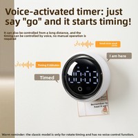 Timer Digital Magnetik Pintar dengan Pengaktifan Suara, Dial Putar Bulat, Jam Alarm untuk Disiplin Diri Siswa, Pengingat Memasak di Dapur