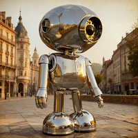 Sculptures extérieures de robots humanoïdes en acier inoxydable, personnalisables, de grande taille, de style science-fiction moderne, pour la décoration de quartiers commerciaux