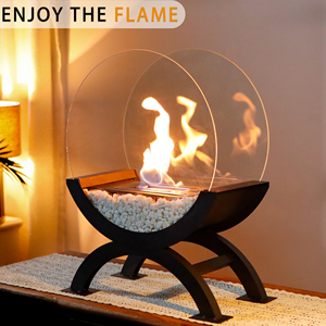 Grande cheminée <span class=keywords><strong>bio</strong></span>éthanolique ronde autoportante, <span class=keywords><strong>grand</strong></span> brûleur, chauffage de terrasse, foyer à éthanol en métal pour intérieur et extérieur - Product Image 3