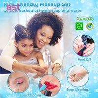 Kit de maquillage pour enfants sac à cosmétiques bleu lavable pour enfants jouets cadeau habiller ensemble fille maquillage pour enfants