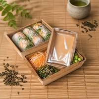 Ecologische wegwerpverpakkingen groothandel waterdichte 2-delige fastfood schaal kraftpapier salade voedselbox met PET deksel