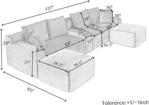 Modern U-shape Vacuum Pack <strong>Sofa</strong> Brown <strong>Cord</strong> Cover Compressed <strong>Sofa</strong> From China - Product Image 6