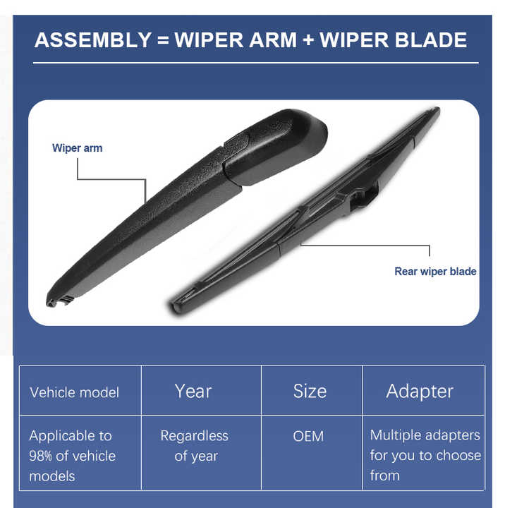 High Quality Rear Windshield Wiper Blades 15 Adapters New Natural ...