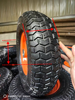 Heavy Duty 6.50-8 Inflatable Tire AssemblyOrange Iron Rim Pneumatic Wheel for Construction Hand Cart Yard Trailer