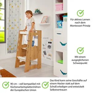 Torre di apprendimento per bambini regolabile ispirata ai Montessori, regolabile in altezza a 3 livelli, psicologo infantile progettato per 2-6yrs - Product Image 5