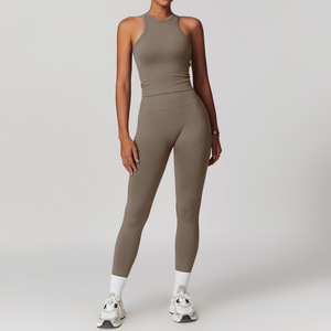SILUO, conjuntos de Fitness transpirables para gimnasio, ropa de Yoga, traje de Color sólido, entrenamiento de glúteos, conjunto de Yoga acanalado sin costuras de punto para mujer - Product Image 5