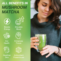 Capsules de matcha personnalisées avec étiquette, ashwagandha, collagène, poudre de matcha de qualité cérémonielle, matcha latte aux champignons