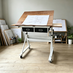 Mesa <span class=keywords><strong>de</strong></span> Dibujo Inclinable con Manivela y Ruedas Giratorias para Diseño Arquitectónico y Estudio en Casa, Superventas - Product Image 6