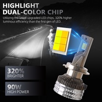 V5PRO 90W Faros Delanteros LED para Auto con Control de Aplicación, Tres Colores, H1 H4 H7, para Accord, Ajustables, 3000k-6000k