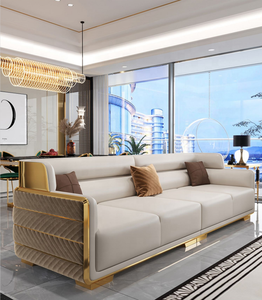 2023 juego de sofás de decoración para el hogar sofá seccional beige de cuero real sala de estar sofá de cuero moderno contemporáneo de lujo en cuero - Product Image 3