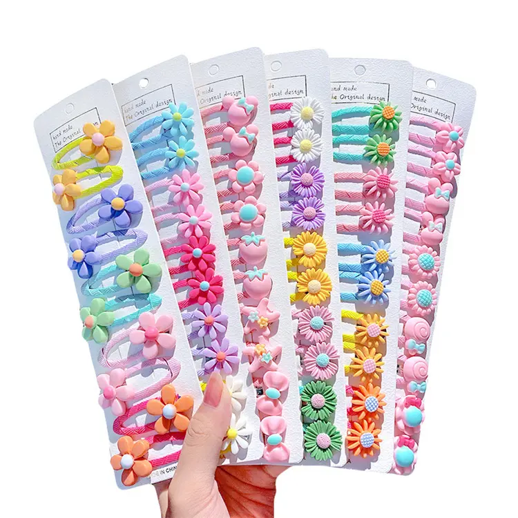 10pcs Per bag BB Hair Clips Flower Elephant Rabbit Resin Hairgrips set candy colored Water drop Clips Hair for Baby Girls