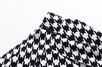 Jupe plissée mi-longue taille haute pour femme, motif pied-de-poule, style vintage rétro évasé, noir et blanc